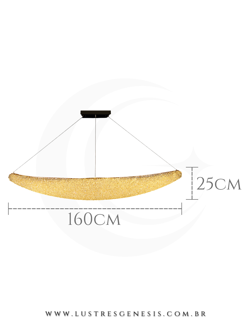 Luminaria de Teto LED Cristal Moderno Dourado 160cm, Sala de Jantar P&eacute; Direito Duplo, Quarto Casal, Sal&atilde;o